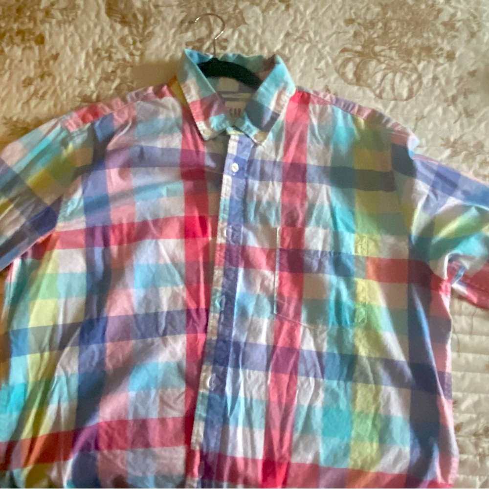 Mens Plaid Multicolor Dress Shirt